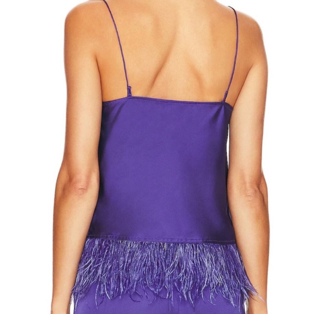 L’Academie NWOTS The Alix Purple Feather Trim Camisole Tank Blouse medium - Picture 2 of 7